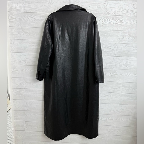 Fashion Nova Women’s Black Faux Leather Maxi Trench Coat. Size L - Picture 2 of 8